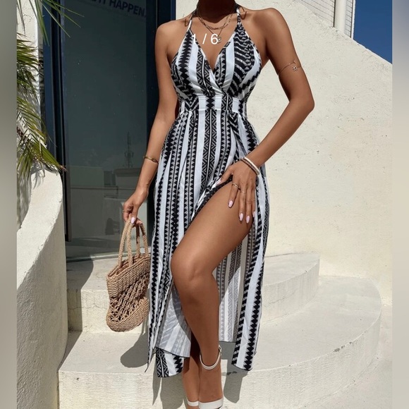 Summer halter, backless double slit dress( NWOT) - Picture 1 of 7